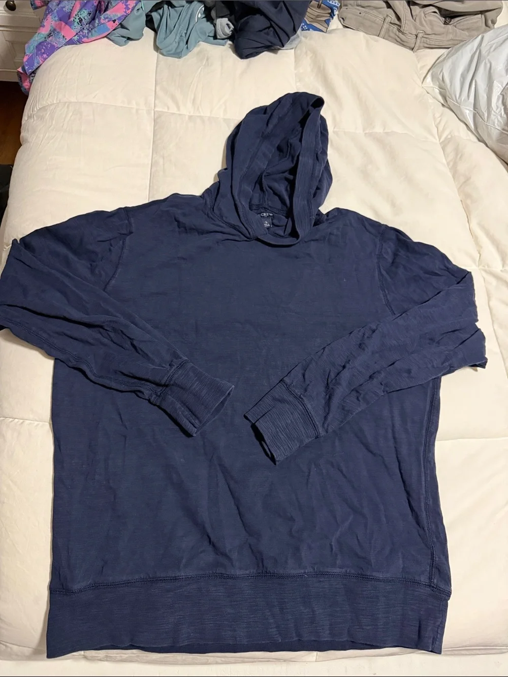 J. Crew Navy Blue Pullover Hooded Long-Sleeve Shirt
